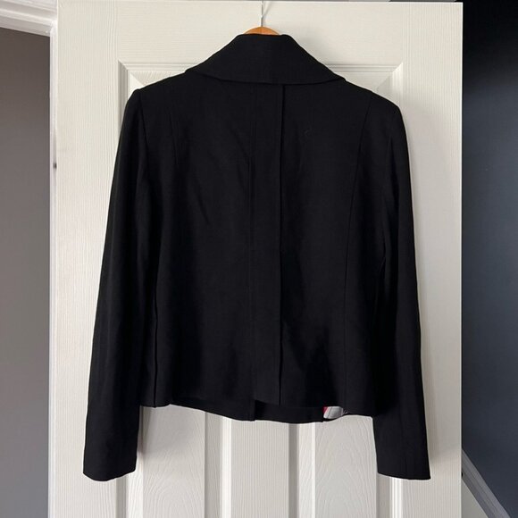 Willi Smith Women’s Black Cropped Blazer Jacket Size L Open Front Career Workwea - Picture 3 of 3